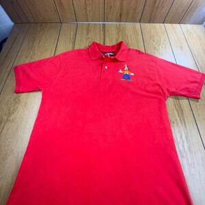 Disney Originals Mens Red Goofy Embroidered Polo Shirt Made in USA Size L